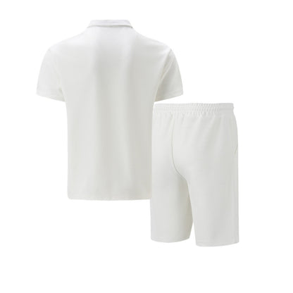 Men's Quarter Zip Polo & Shorts Set - Textured 2-Piece Casual Tracksuit - Bellkmart