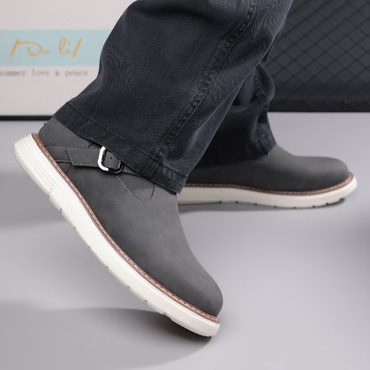 Simple hollow Daily Leather Comfy Boots - Bellkmart