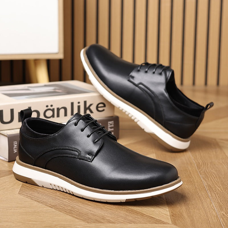 Low-top lace-up casual leather shoes
