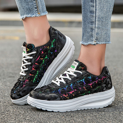 Lace flower platform sneakers - Bellkmart