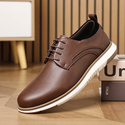 Low-top lace-up casual leather shoes