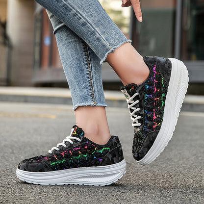 Lace flower platform sneakers - Bellkmart