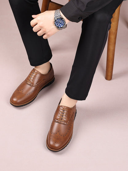 Retro hollow-soled work and casual Oxford leather shoes - Bellkmart