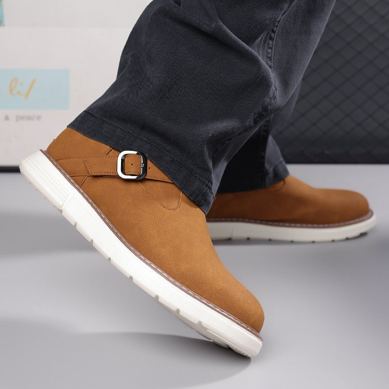 Simple hollow Daily Leather Comfy Boots - Bellkmart