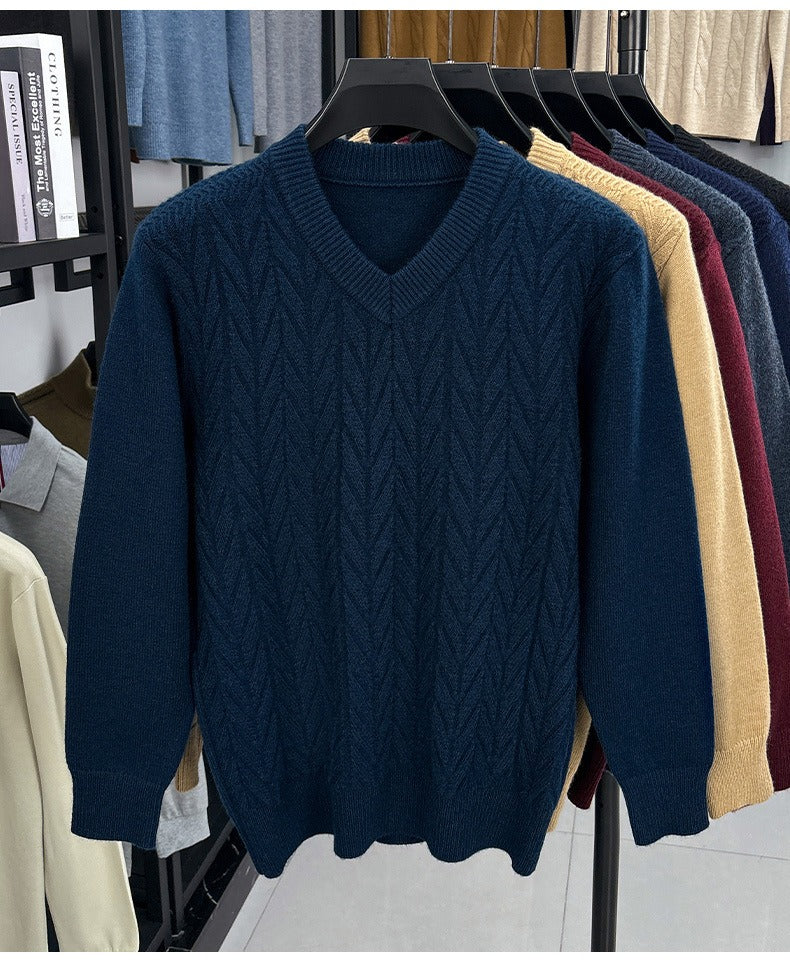 Men's V-neck knitted warm sweater - Bellkmart