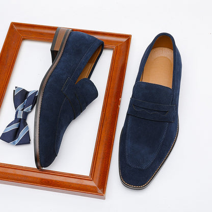 Men’s Suede Penny Loafers – Business Casual Slip-On Dress Shoes