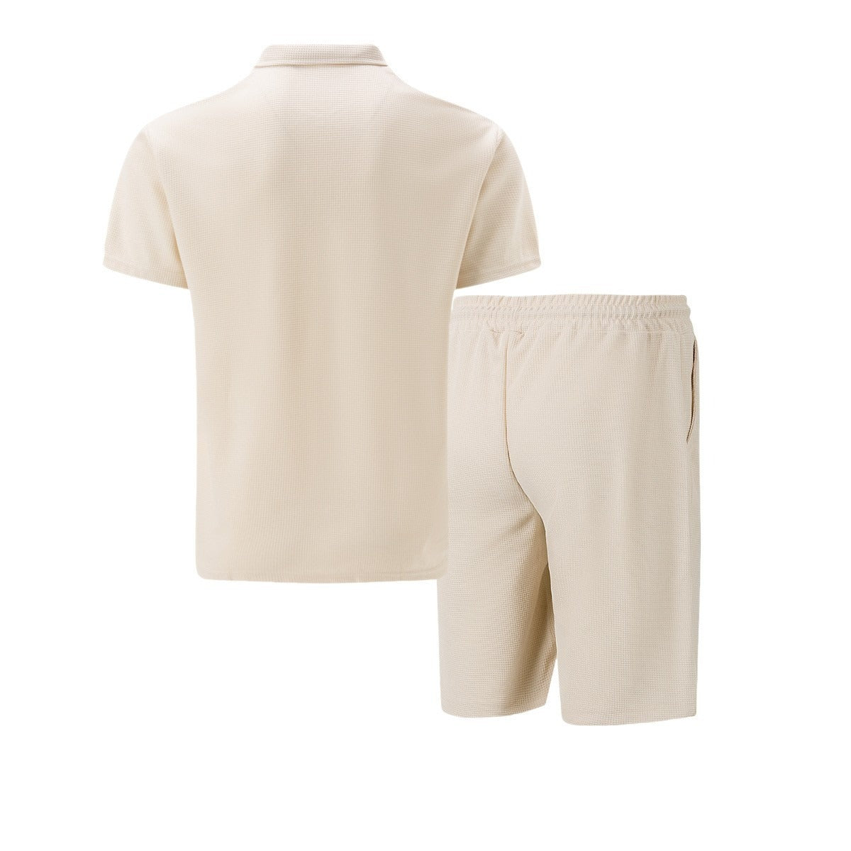 Men's Quarter Zip Polo & Shorts Set - Textured 2-Piece Casual Tracksuit - Bellkmart