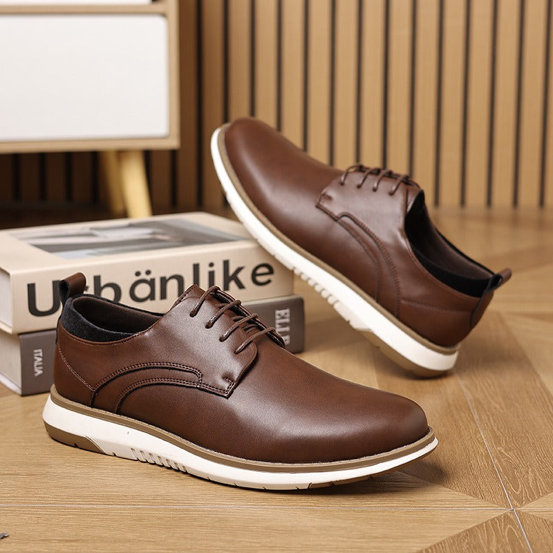 Low-top lace-up casual leather shoes