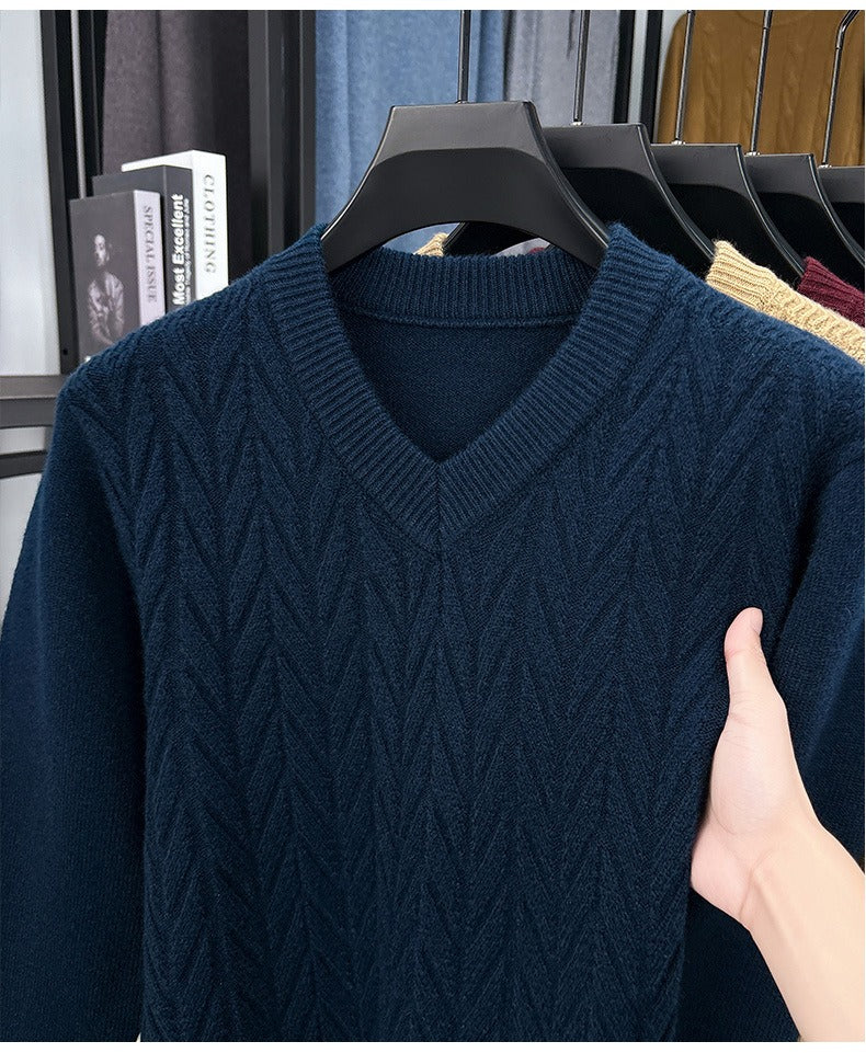 Men's V-neck knitted warm sweater - Bellkmart