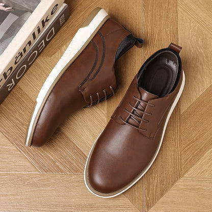 Low-top lace-up casual leather shoes