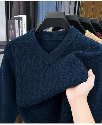 Men's V-neck knitted warm sweater - Bellkmart