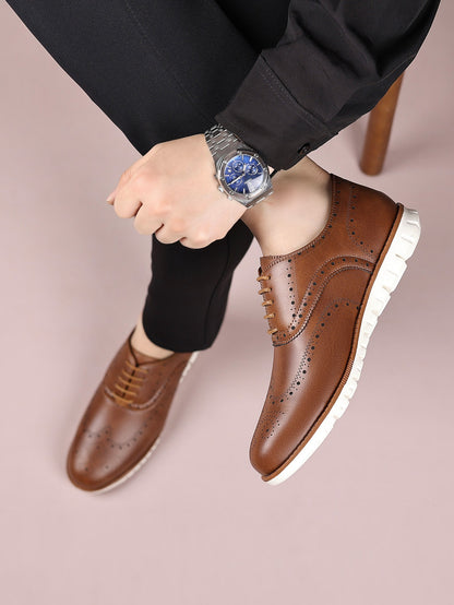 Retro hollow-soled work and casual Oxford leather shoes - Bellkmart