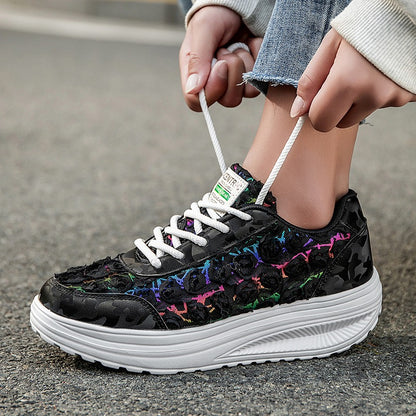 Lace flower platform sneakers - Bellkmart