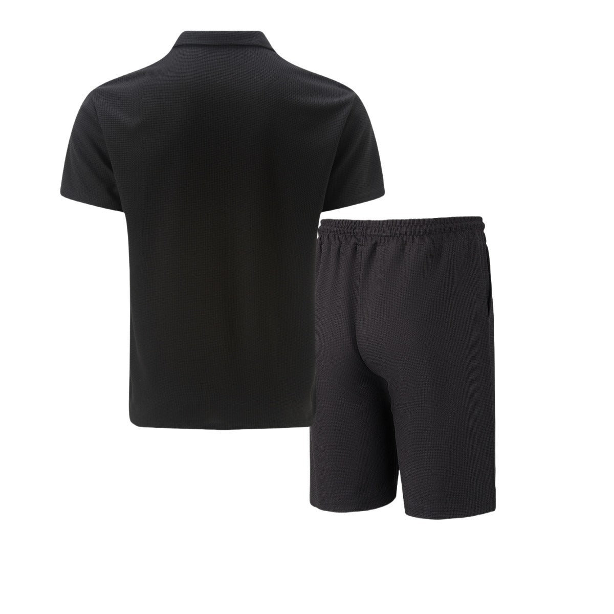 Men's Quarter Zip Polo & Shorts Set - Textured 2-Piece Casual Tracksuit - Bellkmart