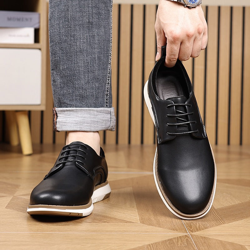 Low-top lace-up casual leather shoes
