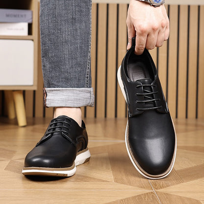 Low-top lace-up casual leather shoes