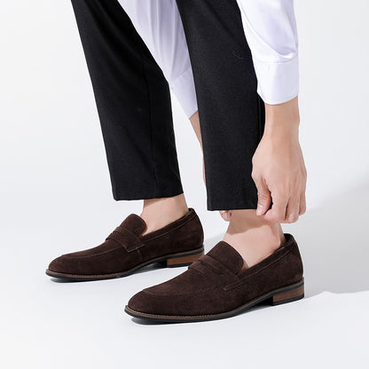 Men’s Suede Penny Loafers – Business Casual Slip-On Dress Shoes