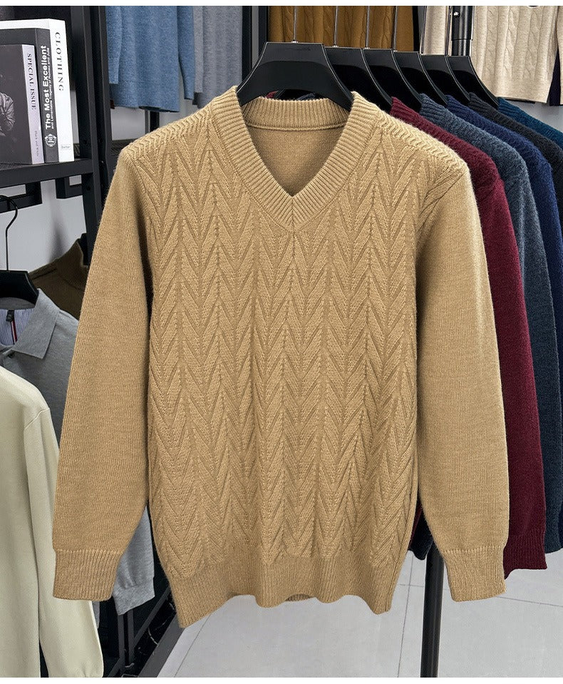Men's V-neck knitted warm sweater - Bellkmart