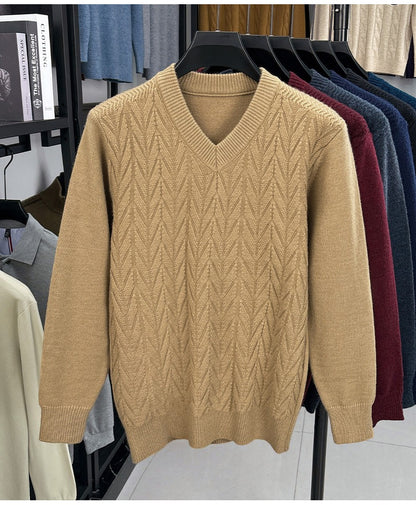 Men's V-neck knitted warm sweater - Bellkmart