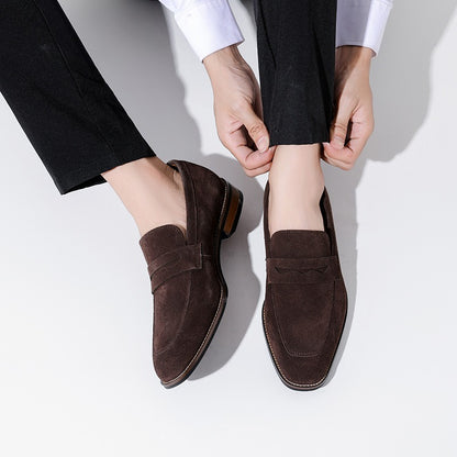Men’s Suede Penny Loafers – Business Casual Slip-On Dress Shoes