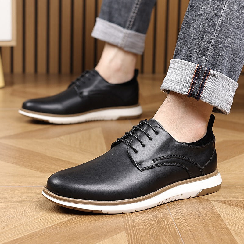 Low-top lace-up casual leather shoes