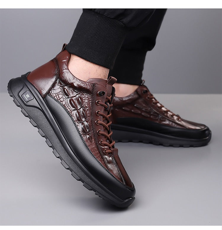 Men's Slip-On Crocodile Leather Sneakers - Bellkmart