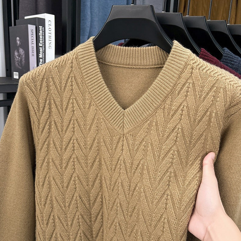 Men's V-neck knitted warm sweater - Bellkmart