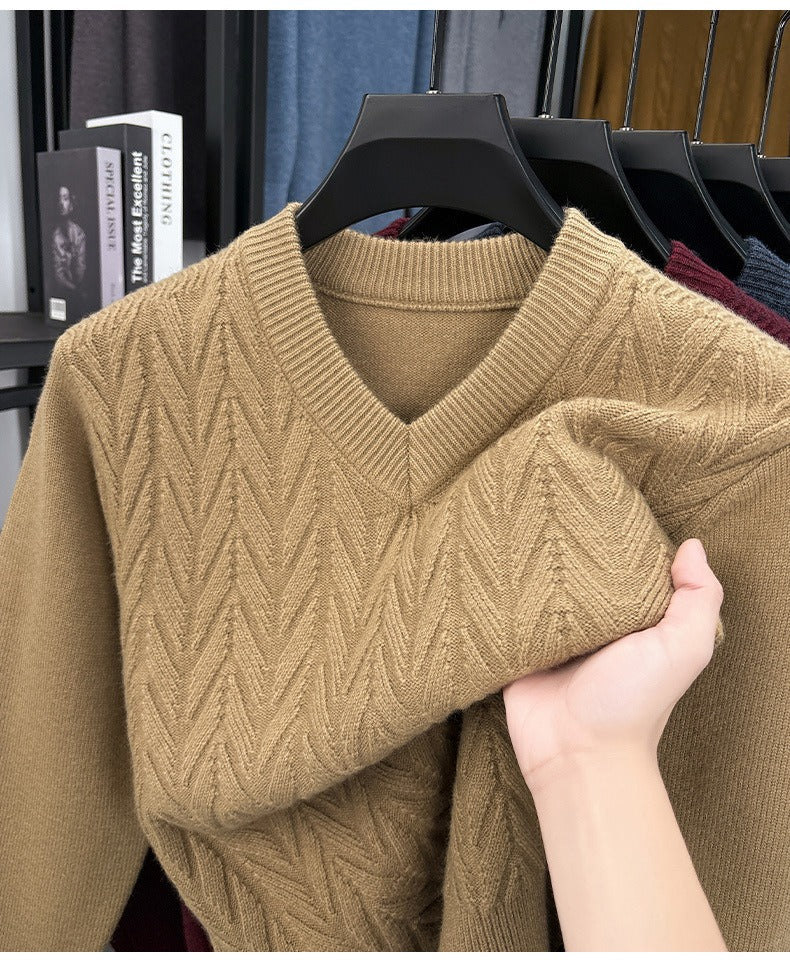 Men's V-neck knitted warm sweater - Bellkmart