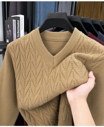 Men's V-neck knitted warm sweater - Bellkmart