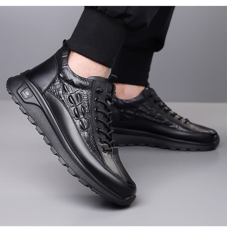 Men's Slip-On Crocodile Leather Sneakers - Bellkmart