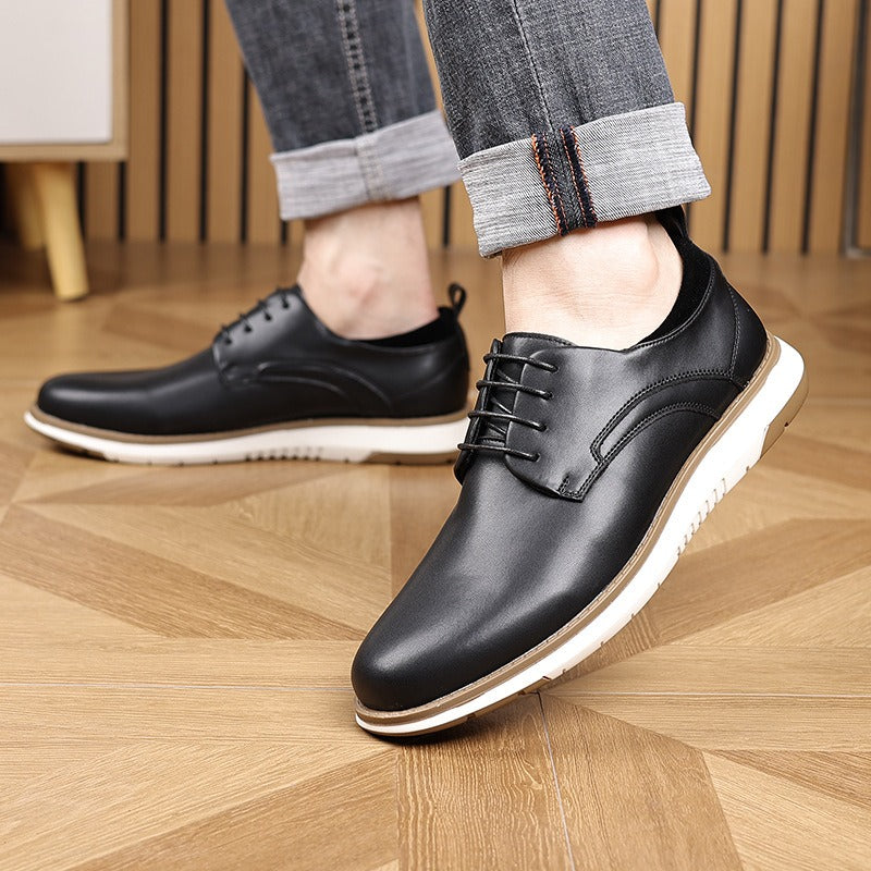 Low-top lace-up casual leather shoes