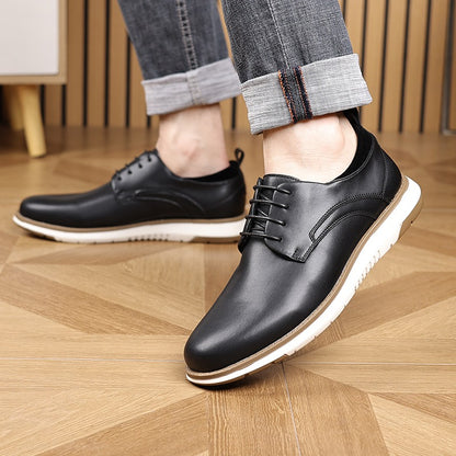 Low-top lace-up casual leather shoes