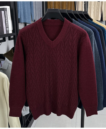 Men's V-neck knitted warm sweater - Bellkmart