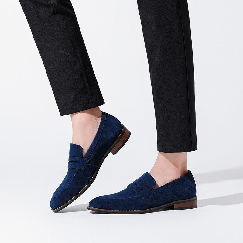 Men’s Suede Penny Loafers – Business Casual Slip-On Dress Shoes