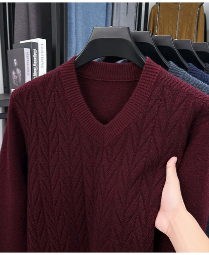 Men's V-neck knitted warm sweater - Bellkmart