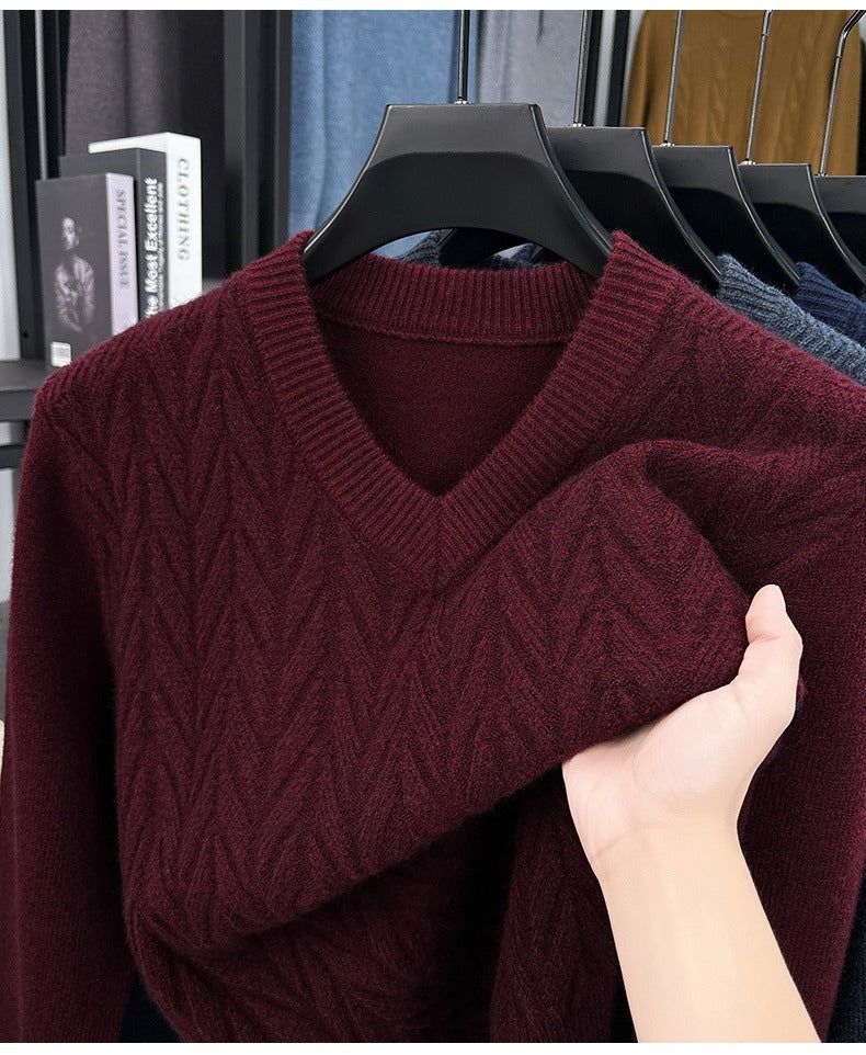 Men's V-neck knitted warm sweater - Bellkmart