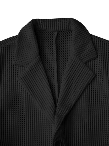 Men's Hollow Mesh Casual Blazer Lightweight Open Weave Suit Jacket - Bellkmart