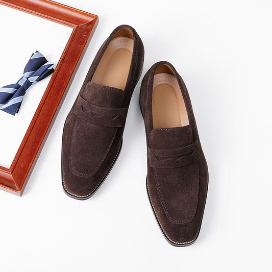 Men’s Suede Penny Loafers – Business Casual Slip-On Dress Shoes