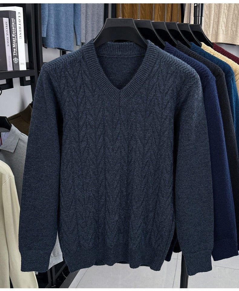 Men's V-neck knitted warm sweater - Bellkmart