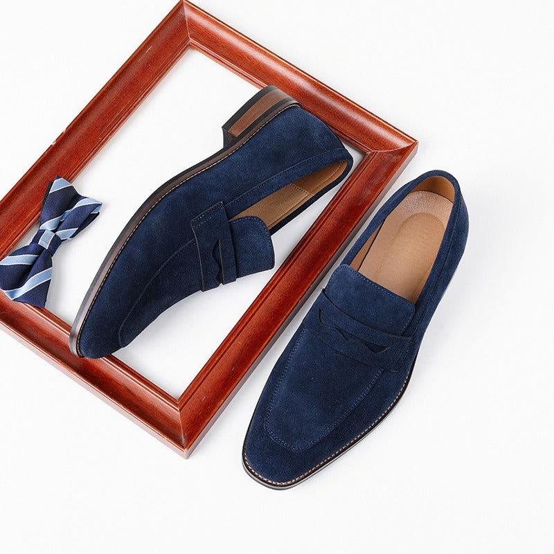 Men’s Suede Penny Loafers – Business Casual Slip-On Dress Shoes