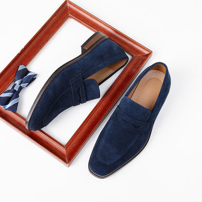 Men’s Suede Penny Loafers – Business Casual Slip-On Dress Shoes