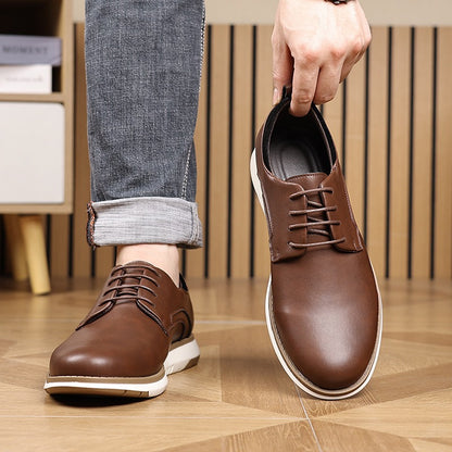 Low-top lace-up casual leather shoes