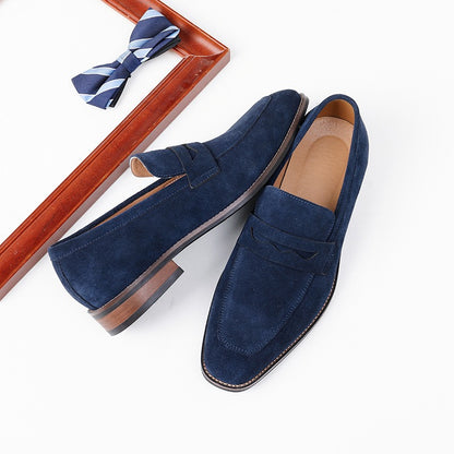 Men’s Suede Penny Loafers – Business Casual Slip-On Dress Shoes