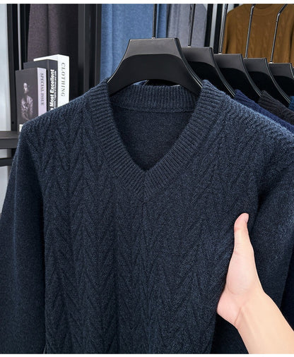 Men's V-neck knitted warm sweater - Bellkmart