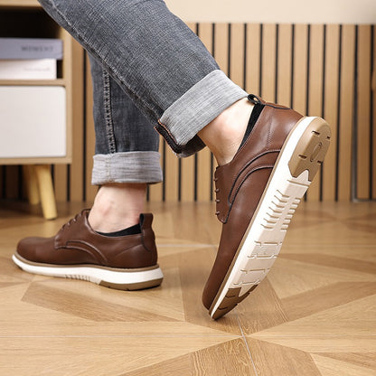 Low-top lace-up casual leather shoes
