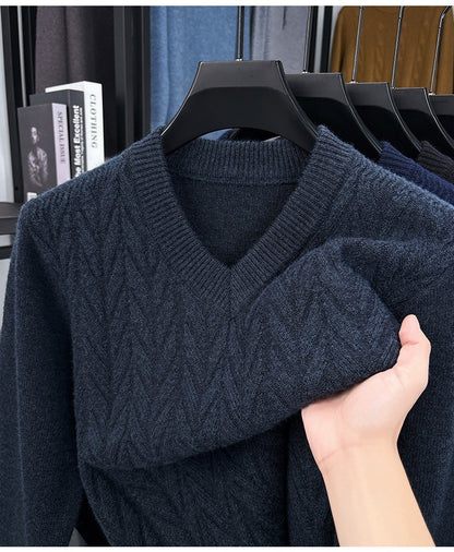 Men's V-neck knitted warm sweater - Bellkmart