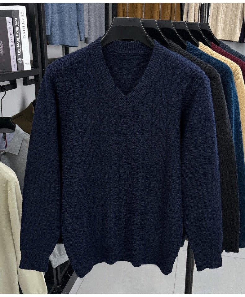 Men's V-neck knitted warm sweater - Bellkmart