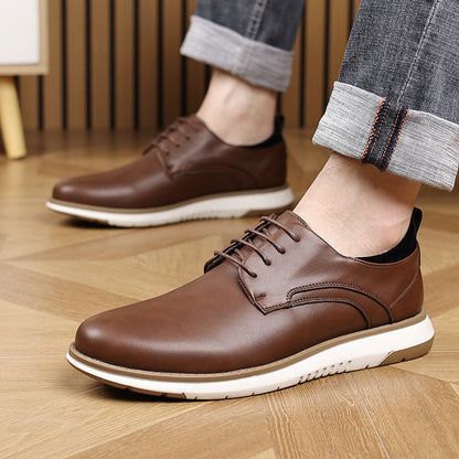 Low-top lace-up casual leather shoes