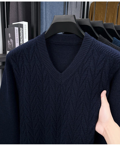 Men's V-neck knitted warm sweater - Bellkmart