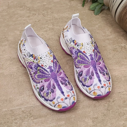 Women's Floral Print Slip-On Sneakers - Bellkmart